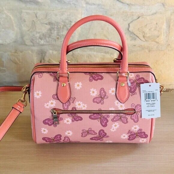 COACH ROWAN SATCHEL IN SIGNATURE CANVAS BUTTERFLIES PRINT /Wallet option NWT - Picture 14 of 15